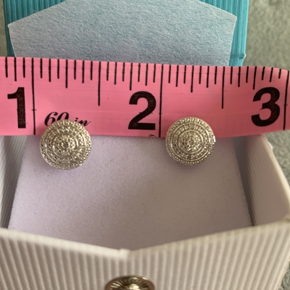 Double Beaded Genuine Natural Diamond Stud Earrings Sterling silver 925 - Picture 5 of 7